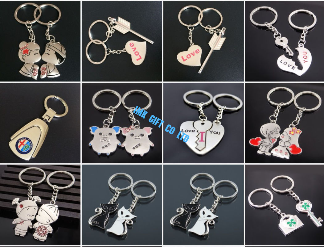 2pc metal keyring ,unique keyfob ,couples romatic keyring lover keychain    Fashion Love Heart Keyring Couple Keychain