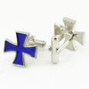 Personalised Lightening Cufflinks Stainless Steel Mens Wedding Cuff Links,   Fashion Jewelry Blue Enamel Pattern Round N